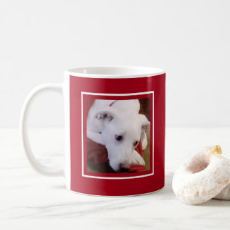 Cute Dog Photo White and Red Merry Christmas Koffiemok