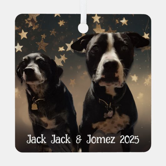 Cute Dog Photos Personalized Christmas Metalen Ornament (Achterkant)