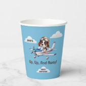 Cute Dog Pilot &Cessna Plane,Travel,First Birthday Papieren Bekers (Achterkant)