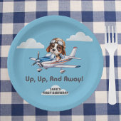 Cute Dog Pilot &Cessna Plane,Travel,First Birthday Papieren Bordje