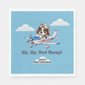 Cute Dog Pilot &Cessna Plane,Travel,First Birthday Servet (Voorkant)
