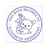 Cute Dog Play Guitar Personary Name Book Label Zelfinktende Stempel (Design)
