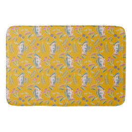 Cute Dog Podenco en Galgo Floral Mustard Badmat