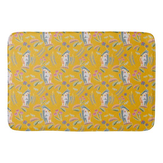 Cute Dog Podenco en Galgo Floral Mustard Badmat (Voorkant)