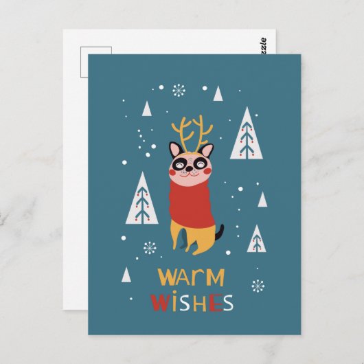 Cute Dog Postcard in Christmas Briefkaart (Voorkant / Achterkant)