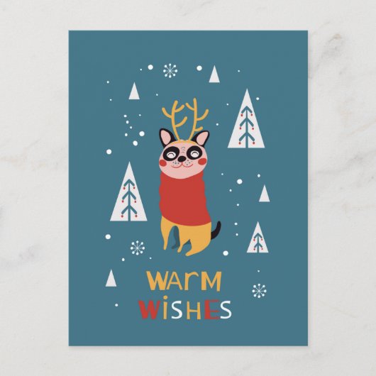 Cute Dog Postcard in Christmas Briefkaart (Voorkant)