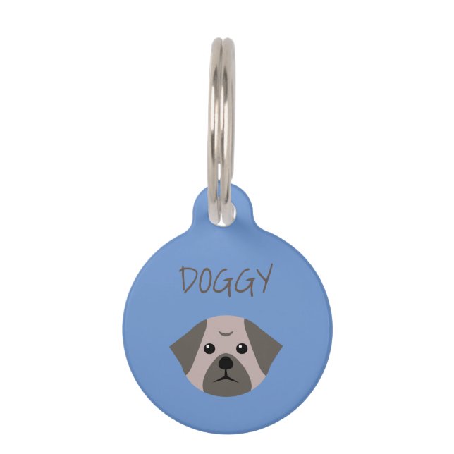 Cute Dog Pug Huisdierpenning (Achterkant)