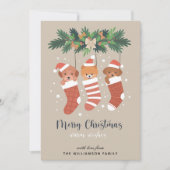 Cute Dog Puppies Merry-kerstkaart Feestdagenkaart (Voorkant)