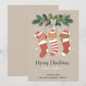 Cute Dog Puppies Merry-kerstkaart Feestdagenkaart (Voorkant / Achterkant)