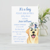 Cute Dog Puppy Labrador Fun Baby boy douche Kaart (Staand voorkant)