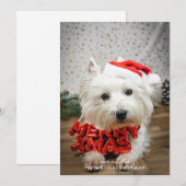 Cute Dog Puppy Merry-kerstkaart Feestdagenkaart (Voorkant / Achterkant)