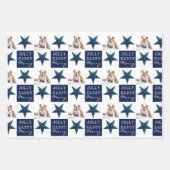 Cute Dog Puppy Pet Foto Festive Star Kerstmis Inpakpapier Vel (Voorkant 2)