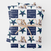Cute Dog Puppy Pet Foto Festive Star Kerstmis Inpakpapier Vel (In situ)