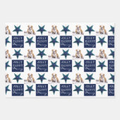 Cute Dog Puppy Pet Foto Festive Star Kerstmis Inpakpapier Vel (Voorkant)