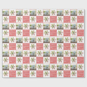 Cute Dog Puppy Pet Foto Roze Snowflake Cadeaupapier (Vlak)