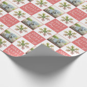Cute Dog Puppy Pet Foto Roze Snowflake Cadeaupapier (Hoek)