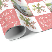 Cute Dog Puppy Pet Foto Roze Snowflake Cadeaupapier (Rol Hoek)