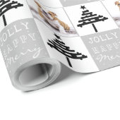 Cute Dog Puppy Pet Photo Black Kerstboom Cadeaupapier (Rol Hoek)