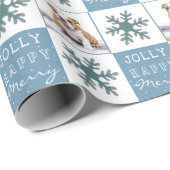 Cute Dog Puppy Pet Photo Snowflake Kerstmis Cadeaupapier (Rol Hoek)