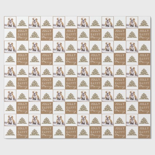 Cute Dog Puppy Pet Typografie Kerstboom Foto Cadeaupapier (Vlak)
