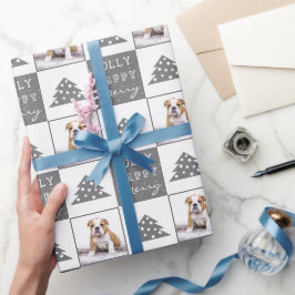 Cute Dog Puppy Pet Typografie Kerstboom Foto Cadeaupapier