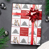 Cute Dog Puppy Pet Typografie Kerstboom Foto Cadeaupapier