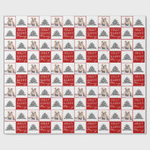 Cute Dog Puppy Pet Typografie Kerstboom Foto Cadeaupapier (Vlak)