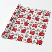 Cute Dog Puppy Pet Typografie Kerstboom Foto Cadeaupapier (Uitgerold)