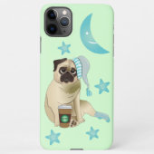 Cute Dog Puppy Pug Het is koffietijd iPhone Hoesje (Achterkant)