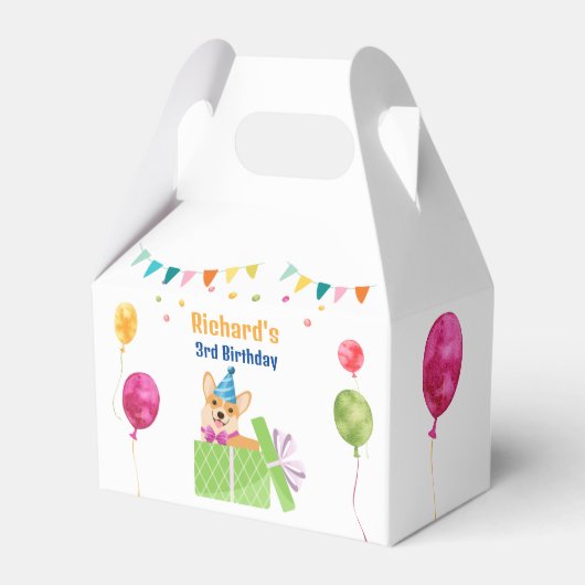 Cute Dog Puppy Thmed Kind Birthday Party Bedankdoosjes (Voorkant Zijde)