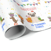 Cute Dog Puppy Thmed Kind Birthday Party Cadeaupapier (Rol Hoek)