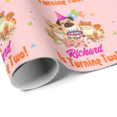 Cute Dog Puppy Thmed Kind Birthday Party Cadeaupapier (Rol Hoek)