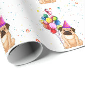 Cute Dog Puppy Thmed Kind Birthday Party Cadeaupapier (Rol Hoek)