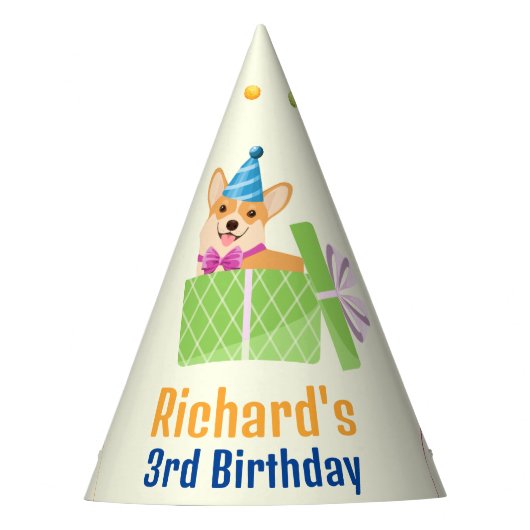 Cute Dog Puppy Thmed Kind Birthday Party Feesthoedjes (Voorkant)