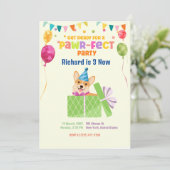 Cute Dog Puppy Thmed Kind Birthday Party Kaart (Staand voorkant)