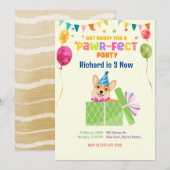 Cute Dog Puppy Thmed Kind Birthday Party Kaart (Voorkant / Achterkant)