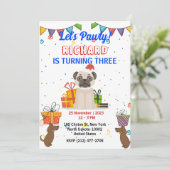 Cute Dog Puppy Thmed Kind Birthday Party Kaart (Staand voorkant)