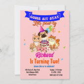 Cute Dog Puppy Thmed Kind Birthday Party Kaart (Voorkant)