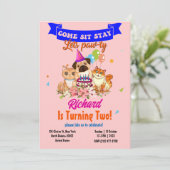 Cute Dog Puppy Thmed Kind Birthday Party Kaart (Staand voorkant)