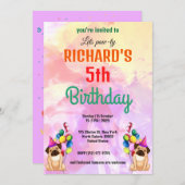 Cute Dog Puppy Thmed Kind Birthday Party Kaart (Voorkant / Achterkant)