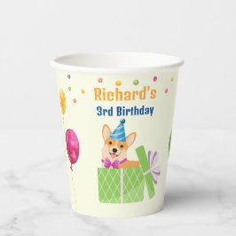 Cute Dog Puppy Thmed Kind Birthday Party Papieren Bekers