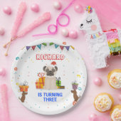 Cute Dog Puppy Thmed Kind Birthday Party Papieren Bordje (Feest)