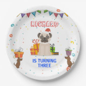 Cute Dog Puppy Thmed Kind Birthday Party Papieren Bordje (Voorkant)