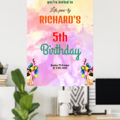 Cute Dog Puppy Thmed Kind Birthday Party Poster (Thuiskantoor)