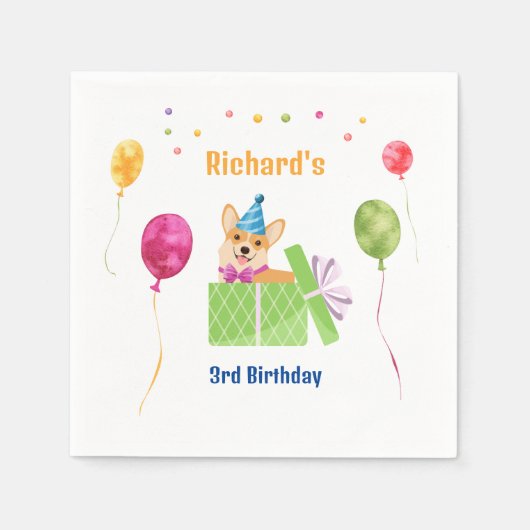 Cute Dog Puppy Thmed Kind Birthday Party Servet (Voorkant)