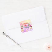 Cute Dog Puppy Thmed Kind Birthday Party Vierkante Sticker (Envelop)