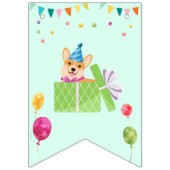 Cute Dog Puppy Thmed Kind Birthday Party Vlaggetjes (Eerste vlag)