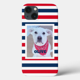 Cute Dog Red White Blue Stripes Patriottic Photo Case-Mate iPhone Case