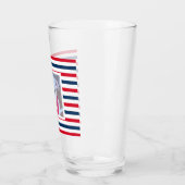 Cute Dog Red White Blue Stripes Patriottic Photo Glas (Links)
