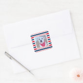 Cute Dog Red White Blue Stripes Patriottic Photo Vierkante Sticker (Envelop)